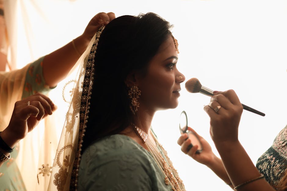 Bride getting ready for her wedding ceremony